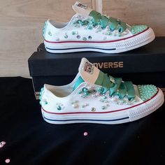 Brand New N Box Fast Shipping Sneaker Painted Keds Shoes, Painted Keds, Decorated Converse, Converse Shoes Custom, Croc Ideas, Bedazzled Converse, Canvas Shoes Diy, Upcycle Shoes, Ball Outfits