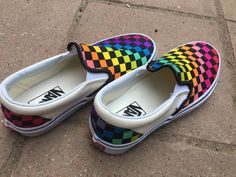 DIY Rainbow Vans | Let's Get Galactic Vans Painted Shoes Ideas, Vans Ideas, Vans Painted, Rainbow Vans, Mens Vans Shoes