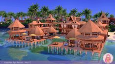 an artist's rendering of a tropical island resort