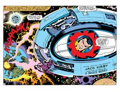 a comic book page with an image of a space station in the center and stars around it