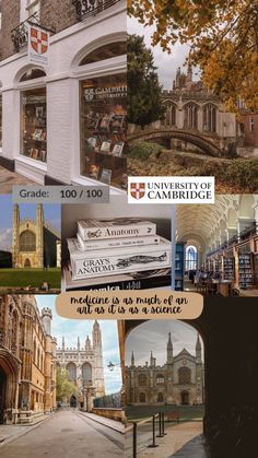 the collage shows many different buildings and architecture