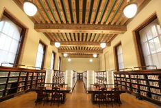 an empty library filled with lots of books