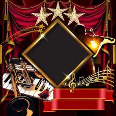 an artistic photo with musical instruments and stars