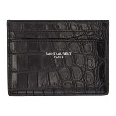 SAINT LAURENT Black Croc Card Holder. #saintlaurent # Saint Laurent Card Holder, Leather Goodies, Leather Cardholder, Anthony Vaccarello, Croc Leather, Leather Card Case, Saint Laurent Paris, Outfits With Hats, Retail Therapy