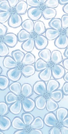 blue and white flowers on a light blue background