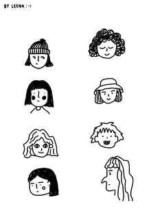 the faces of people drawn in black and white, with text that reads by lema