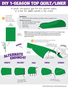 the instructions for how to make an inflatable sleeping bag