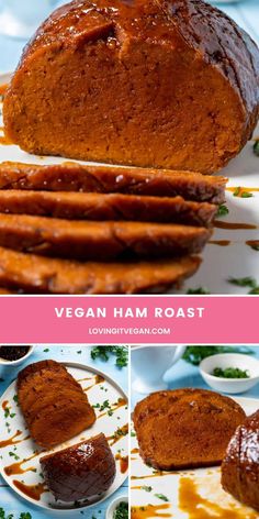 the recipe for vegan ham roast is shown on a plate