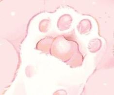 an animal's paw is shown in pink and white