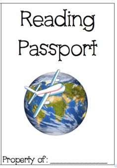 a book cover for reading passport with an airplane flying over the earth