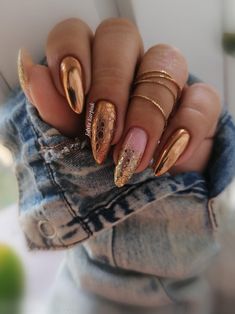 Chrome Nail Colors, Gold Chrome Nails, Chrome Nails Designs, Gel Nail Art Designs, Chrome Nail, Gold Chrome, Nails 2024, Chic Nails, Dope Nails