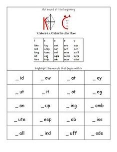 C And K Rule Worksheets, C And K Rule, Ck Rule, Homeschool Phonics, Phonics Reading Passages, Phonological Awareness Activities, Learning Grammar