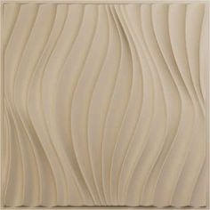 an abstractly designed wall panel with wavy lines on the top and bottom, in beige