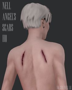 an animated image of a man with scars on his back