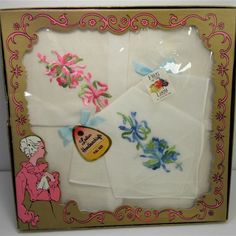 Vintage Ladies Two Embroidered Handkerchiefs Full Size Fruit Of The Loom New In Box (Box Is Not Sealed But Has Damage--See Picture #6) Embroidered Handkerchief, Accessories Vintage, Fruit Of The Loom, The Loom, Vintage Accessories, Scarf Wrap, Loom, Needlework, Scarf Accessory