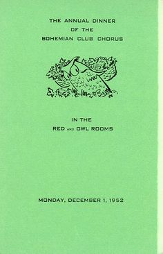 the annual dinner of the bohemian club choir in the red owl room monday, december 11, 1953