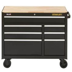 the stanley tool cabinet is on wheels