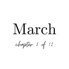 the word march written in black on a white background