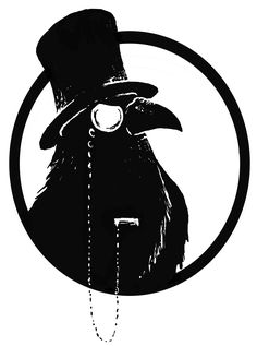 a black crow with a top hat and chain around it's neck in a circle