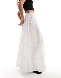 Skirts by Iisla & Bird Summer, styled Tiered design Mid rise Drawstring waist Regular fit White Bohemian Tiered Skirt, White Feminine Tiered Maxi Skirt, White Tiered Gathered Maxi Skirt, White Flowy Ruffled Maxi Skirt, White Breezy Tiered Maxi Skirt, Holiday Dress Outfit