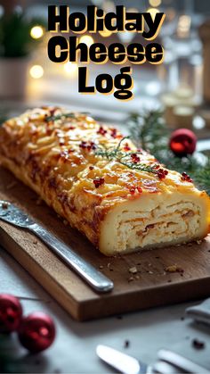 the holiday cheese log is ready to be eaten