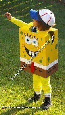 a little boy in a costume made to look like spongebob from adventure time