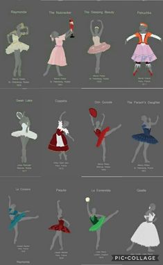 an image of different types of ballet costumes