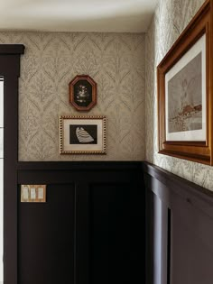 the wall paper in this room is black and white, but it's still brown