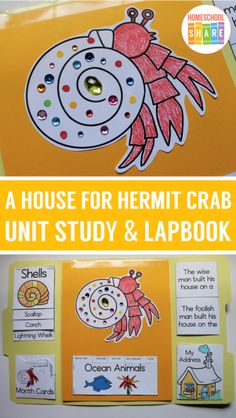 a book with the title, a house for hermit crab unit study and lapbook