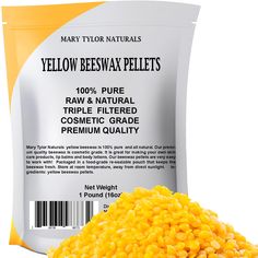 yellow beeswax pellets are packed and ready to be eaten