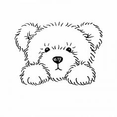 a black and white drawing of a teddy bear