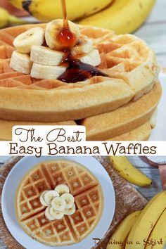 the best easy banana waffles recipe is made with fresh bananas and syrup for a quick breakfast