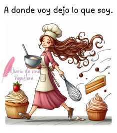 a woman is cooking some cupcakes and has her hair blowing in the wind