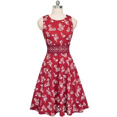 Red Floral Print Party Skater Dress Red A-line Christmas Dress, Fitted Floral Print Sleeveless Dress For Party, Red Floral Print Midi Dress For Party, Red Floral Print Party Dress, Festive Red Midi Length Dress, Red Knee-length Festive Dress, Festive Red Knee-length Dress, Fitted Floral Print Dress For Holiday, Red A-line Dress For Party Season