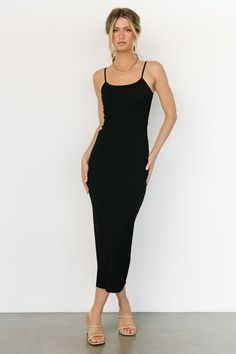 Ramsey Bodycon Tank Dress | Black - Baltic Born Bodycon Tank Dress, Black Spaghetti Strap, Black Tank Dress, Fashion Mistakes, Style Mistakes, Cup Size, Staple Pieces, Cute Black, Tank Dress