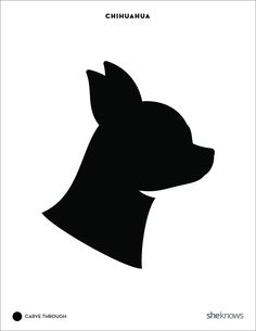 the silhouette of a dog's head is shown in black and white, with the words chihuahua above it