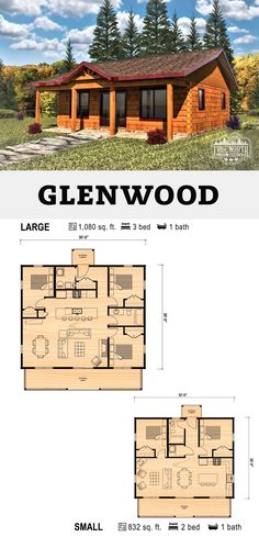 the floor plan for a small cabin with lofts and living quarters, as shown in this