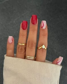 Red Summer Nails, Unghie Sfumate, Red Acrylic Nails, Simple Gel Nails, Simple Acrylic Nails