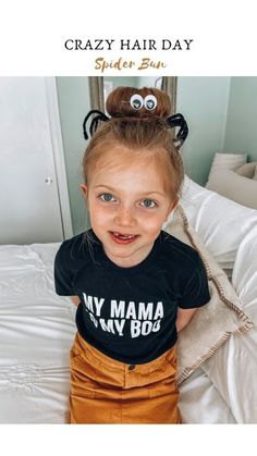 Crazy Hair Day Spider Bun, Crazy Hair Day Space Buns, Spooky Crazy Hair Day, Kindergarten Crazy Hair Day, Spider Bun Hair, Boo Buns Hair Kids, Ghost Hair Buns, Spider Hair Bun, Ghost Buns Hair