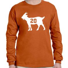 The Goat Of Texas Football!!! Volunteer Shirt, Long Sleeve Rugby Shirts, Long Sleeve Jersey Shirt, Mens Fishing Shirts, Raglan Sleeve Top, White Long Sleeve Shirt, The Goat, Tennessee Volunteers, Thermal Shirt