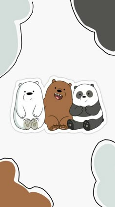 three bears stickers sitting next to each other