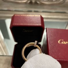 Selling This Authentic Rose Gold Cartier Nail Ring! It’s Beautiful, No Flaws. No Scratches. Like New! Only Wore A Few Times, Someone Can Make A Great Use Of It! Value Just Keeps Going Up! Comes With Authenticity Card/Certificate And Receipt. Luxury Cartier Round Cut Rings, Cartier Fine Diamond Wedding Ring, Cartier Diamond Wedding Ring, Luxury Cartier Rings With Round Cut, Luxury Cartier Diamond Ring With Round Band, Cartier Fine Jewelry Diamond Wedding Ring, Elegant Cartier Jewelry With Round Band, Cartier Diamond Ring For Wedding, Aaa Quality Round Diamond Ring For Wedding