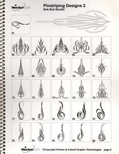 an open spiral notebook with some drawings on the pages and numbers in each page,