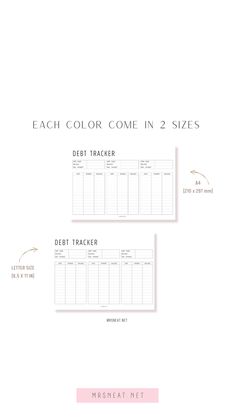 the printable diet tracker is shown in pink and white, with text that reads each color