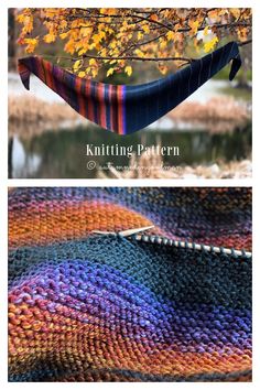 two pictures with different colors and patterns on them, one is knitted in the same color