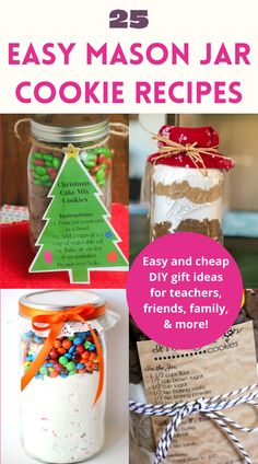 These are easy Mason jar cookie recipes. Mason Jar Cookie Mix Recipe, Jar Cookie Recipes, Mason Jar Recipes, Mason Jar Baking, Jar Christmas Gifts, Jar Food Gifts, Mason Jar Cookie Recipes, Mason Jar Gifts Recipes, Mason Jar Mixes