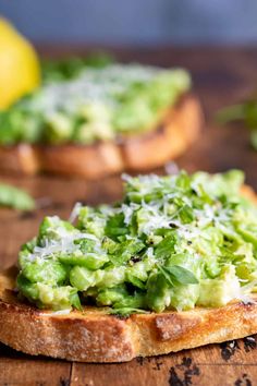 avocado and broccoli on bread with text overlay