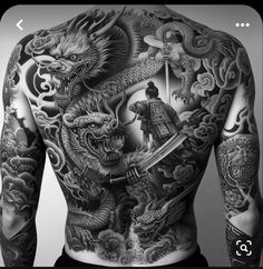 Tattoo Men Samurai, Back Tattoo Men Japanese, African Back Tattoo, Samurai Full Back Tattoo, Guy Back Tattoos, Japan Back Tattoo, Full Back Piece Tattoo Men, Mafia Tattoo Ideas