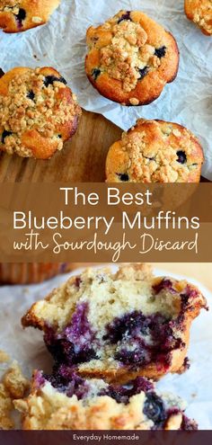 the best blueberry muffins with sourdough diffrent on top