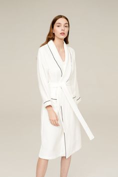 Description Crafted from terrycloth and edged with a fine border piping, the Provence Bathrobe provides comfort and style for those days lounging around your home. Made from 100% long-staple cotton. 100% long-staple cotton Features a full shawl collar, and two patch pockets Special designed texture outside for rich and soft appearance Looped towelling yarns inside for maximum water absorption Designed for unisex Machine wash friendly Size S M L Total Length 42 43 50 Sleeve Length 25 26 28 Height White Polo, Water Absorption, Texture Design, Black Trim, Terry Cloth, Shawl Collar, Provence, Bedroom Design, White Black